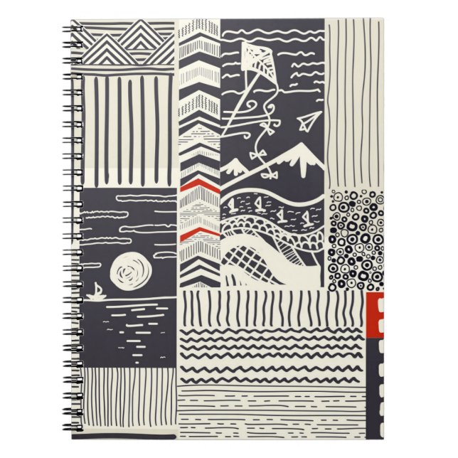 Nahtlose Patchwork-Muster aus abstrakten Doodles. Notizblock (Vorderseite)