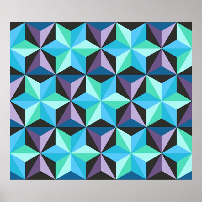 Nahtlose Patchwork-Muster mit Sternen. Abstrakt Poster (Vorne)