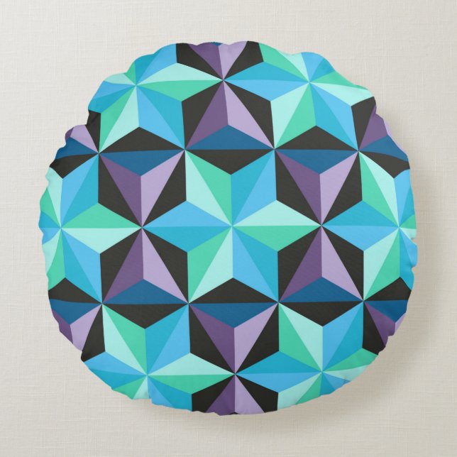 Nahtlose Patchwork-Muster mit Sternen. Abstrakt Rundes Kissen (Vorderseite)