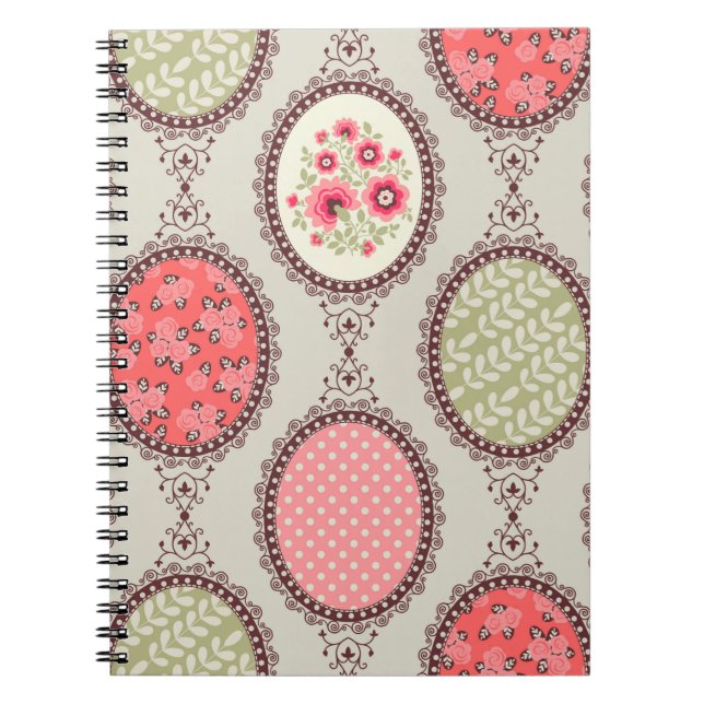 Nahtlose Patchwork Vintage Blumenmuster. Vintag Notizblock (Vorderseite)
