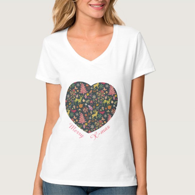 Nahtlose Patchwork Weihnachtsmuster-T - Shirt (Vorderseite)