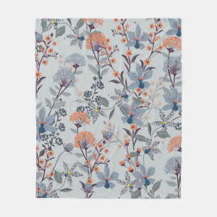 Nahtlose Patternwilde Blume, Abgeschieden auf blau Fleecedecke