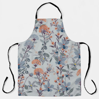 Nahtlose Patternwilde Blume, Abgeschieden auf blau Schürze