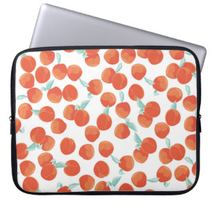 Nahtlose Pfirsichfrüchte, Sommermuster. Laptopschutzhülle