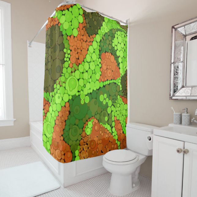 Nahtlose Pointillismus handgemalte Kreise rund um  Duschvorhang (Beispiel)