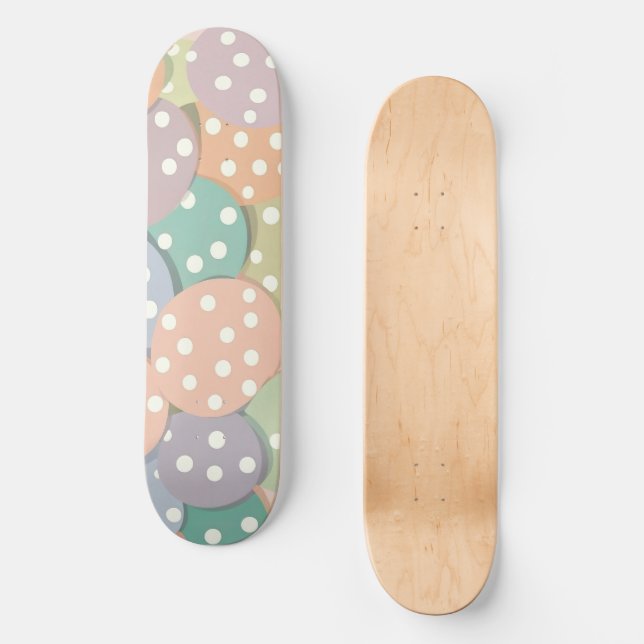 Nahtlose Polka Dot Muster in Pastellfarben Skateboard (Vorderseite)
