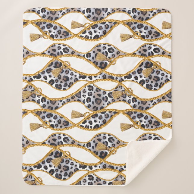 Nahtlose Print in Weiß und Gold Geometric. Sherpadecke (Vorderseite)