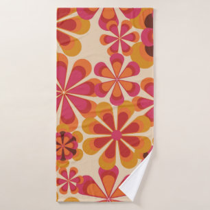 Nahtlose Retro-70er-Blumenmuster mit Vintagem Dai Badehandtuch