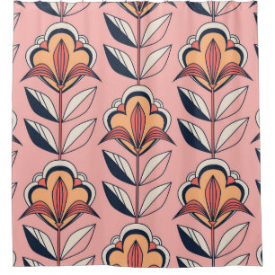 nahtlose Retro-Blumenmuster Duschvorhang