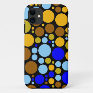 Nahtlose Retro-Polka-Punkte Gelb Blau Aqua iPhone 11 Hülle