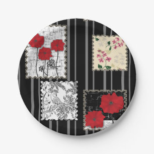 Nahtlose Retro-Vintage Patchwork-Steppdecke Pappteller