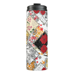 Nahtlose retro-vintage Patchwork-Steppdecken-Patch Thermosbecher