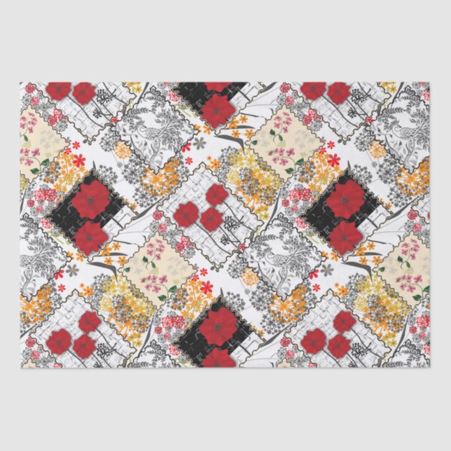 Nahtlose Retro-Vintage Patchwork-Stepppatches Seidenpapier (Vorderseite)