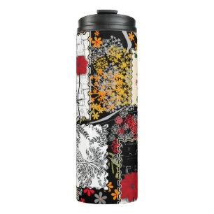 Nahtlose Retro-Vintage Patchwork-Stepppatches Thermosbecher