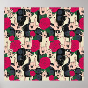 Nahtlose Rockmusik, abstraktes Muster. Poster