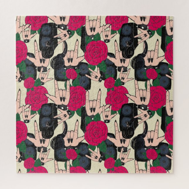 Nahtlose Rockmusik, abstraktes Muster. Puzzle (Vertikal)