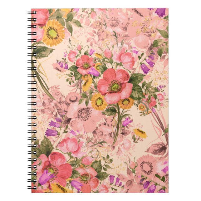 Nahtlose Rokoko-Blumensträuße. Schöne Boutique Notizblock (Vorderseite)