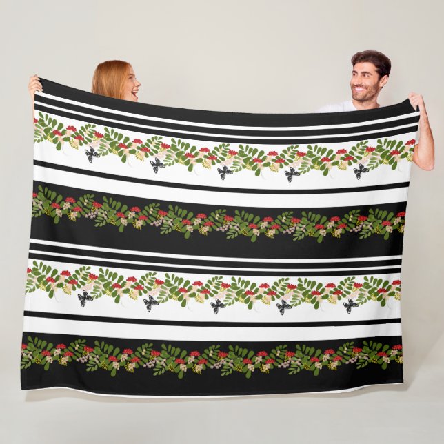 Nahtlose Rowanbeere-Schmetterling-Blätter Fleecedecke (Beispiel)