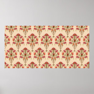 nahtlose Schleimhaut-Blume Muster Design Creme Bac Poster
