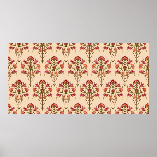 nahtlose Schleimhaut-Blume Muster Design Creme Bac Poster (Vorne)