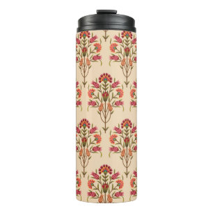 nahtlose Schleimhaut-Blume Muster Design Creme Bac Thermosbecher