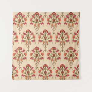 nahtlose Schleimhaut-Blume Muster Design Creme Bac Wandteppich