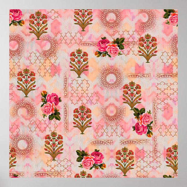 Nahtlose Schleimhaut mit blumenblumengeschmack auf Poster (Vorne)