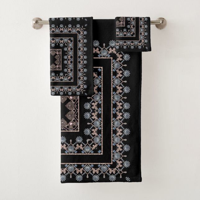 Nahtlose Schmuckperlen Kristalle Glitzer glänzen s Badhandtuch Set (Insitu)