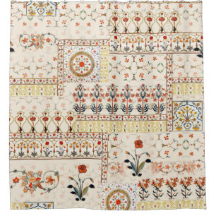 Nahtlose schöne Mughal-Blüte mit ethnischer Paisle Duschvorhang