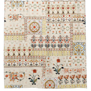 Nahtlose schöne Mughal-Blüte mit ethnischer Paisle Duschvorhang