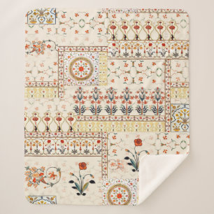 Nahtlose schöne Mughal-Blüte mit ethnischer Paisle Sherpadecke
