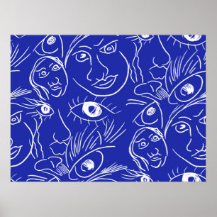 Nahtlose Schönheit Gesicht eine Linie zeichnend au Poster