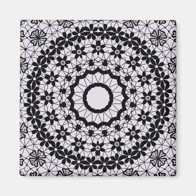 Nahtlose schwarze Spitzen Retrozitornament romanti Magnet (Vorne)