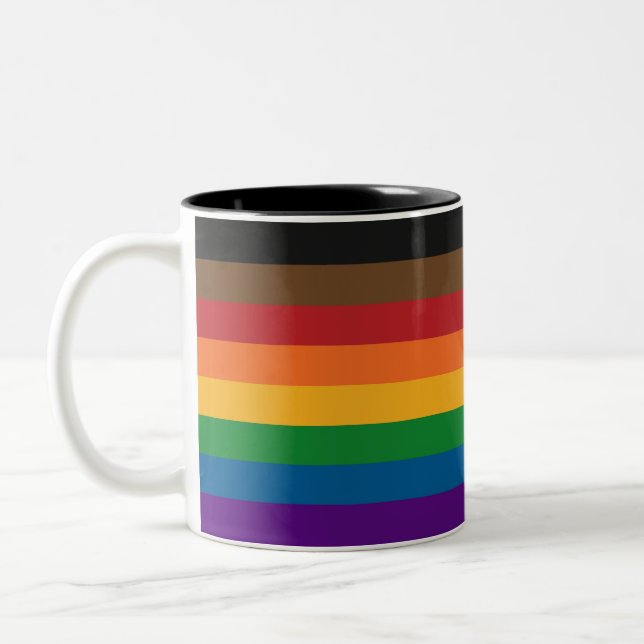 Nahtlose, sich wiederholende, inklusive Rainbow-Pr Zweifarbige Tasse (Links)