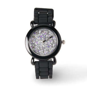 Nahtlose silberglänzende Glitzern Glitzer Confetti Armbanduhr