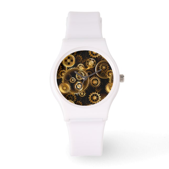 Nahtlose Steampunk-Messinggeräte Armbanduhr (Vorderseite)