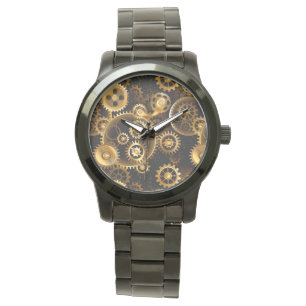 Nahtlose Steampunk-Messinggeräte Armbanduhr
