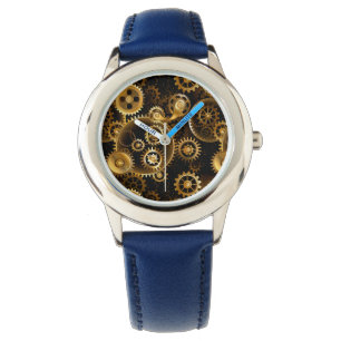 Nahtlose Steampunk-Messinggeräte Armbanduhr