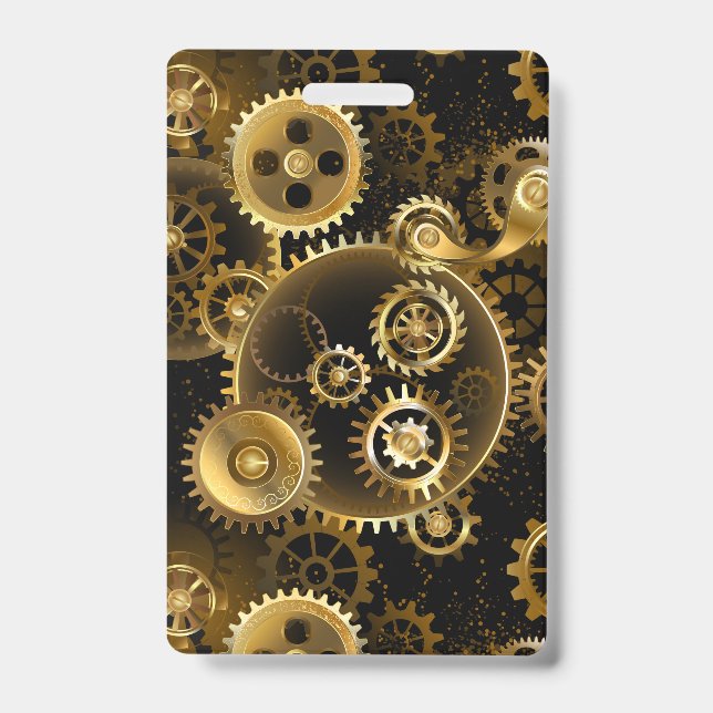 Nahtlose Steampunk-Messinggeräte Ausweis (Vorderseite)