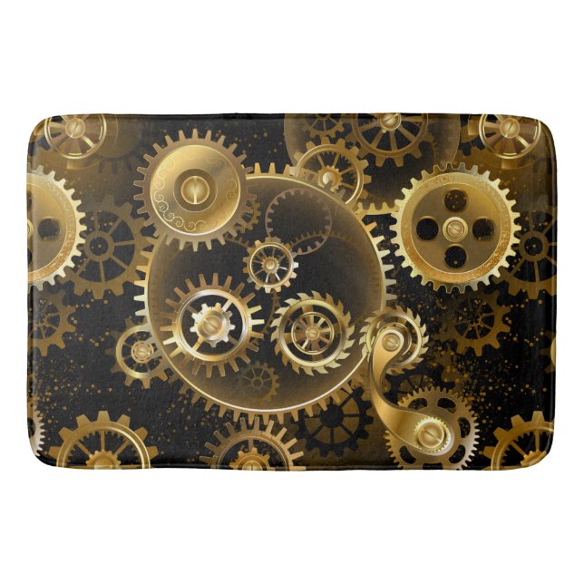 Nahtlose Steampunk-Messinggeräte Badematte (Vorderseite)