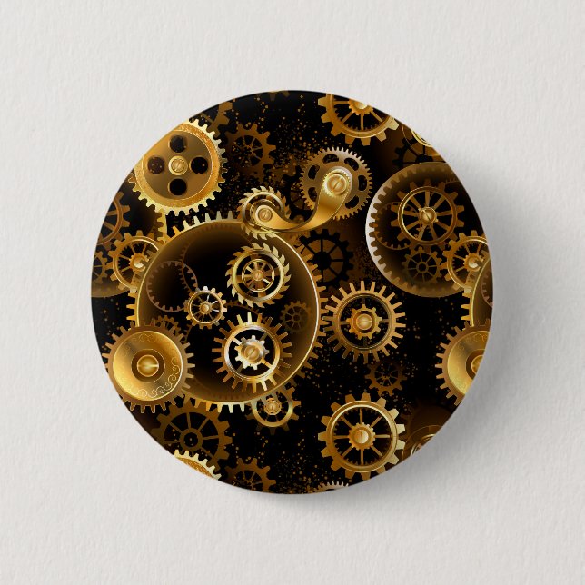 Nahtlose Steampunk-Messinggeräte Button (Vorderseite)