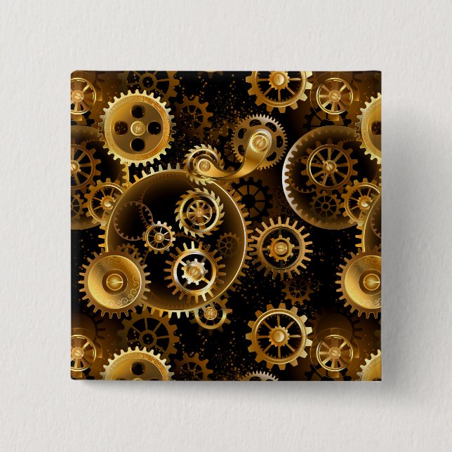 Nahtlose Steampunk-Messinggeräte Button (Vorderseite)