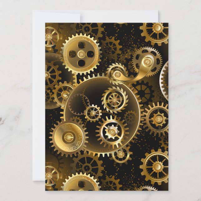 Nahtlose Steampunk-Messinggeräte Einladung (Vorderseite)