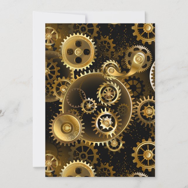 Nahtlose Steampunk-Messinggeräte Feiertagskarte (Vorderseite)