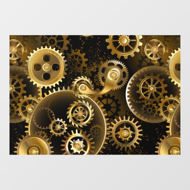 Nahtlose Steampunk-Messinggeräte Fensteraufkleber (Blatt)