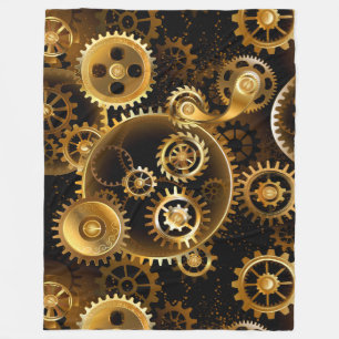 Nahtlose Steampunk-Messinggeräte Fleecedecke