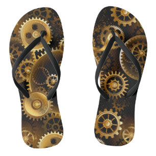 Nahtlose Steampunk-Messinggeräte Flip Flops