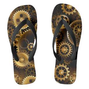 Nahtlose Steampunk-Messinggeräte Flip Flops