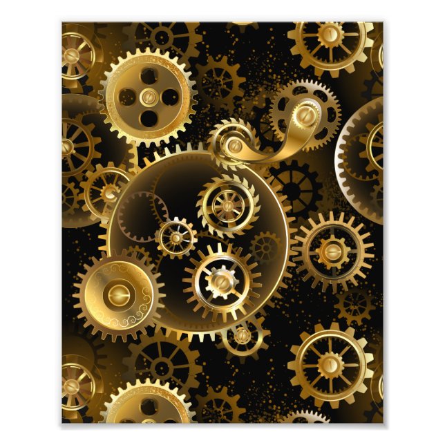 Nahtlose Steampunk-Messinggeräte Fotodruck (Vorne)