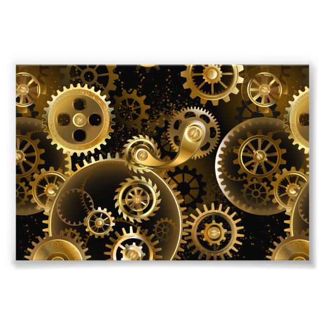Nahtlose Steampunk-Messinggeräte Fotodruck (Vorne)